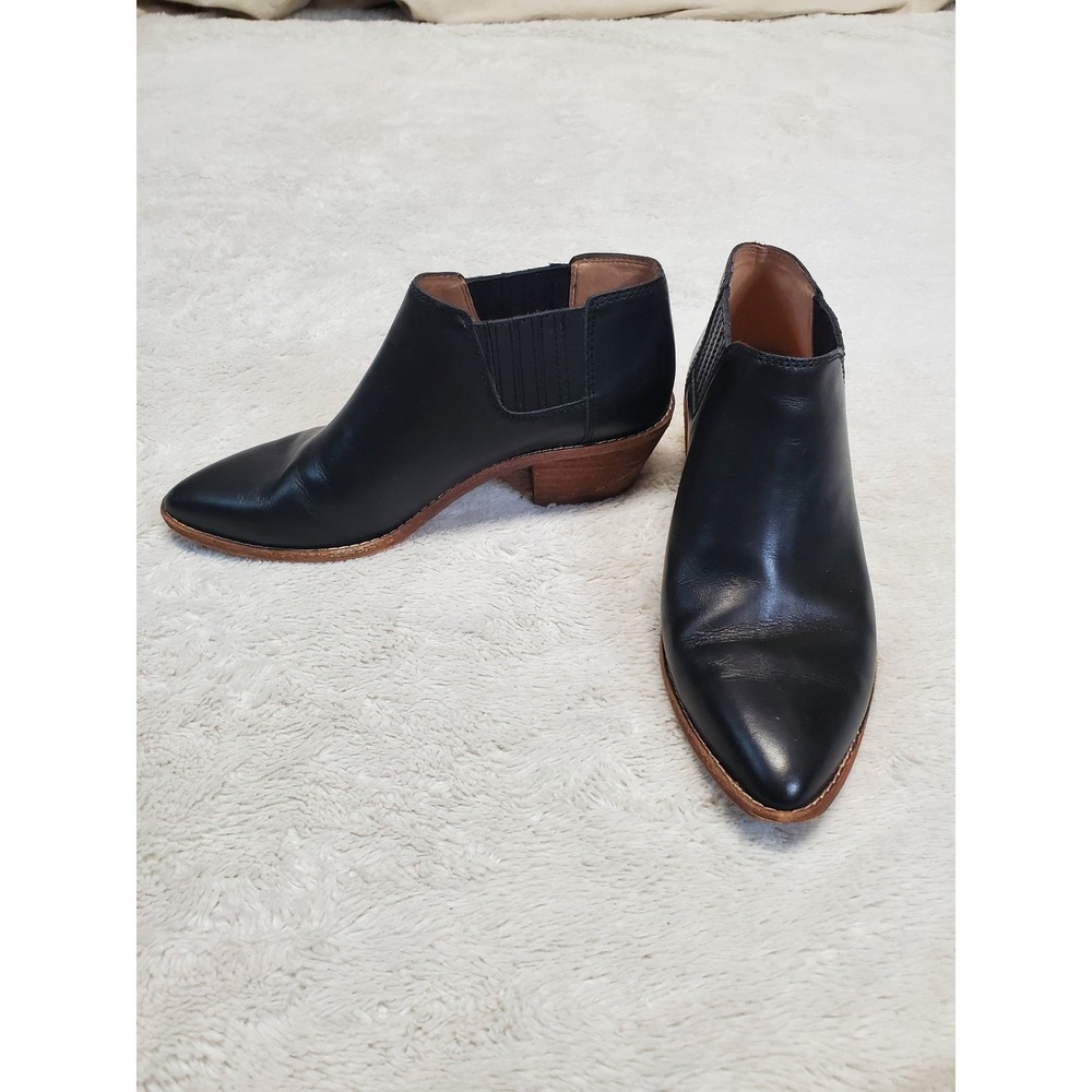 Madewell Black Leather Ankle Heeled Boots‎ 6.5 Classic Office Minimalist Western